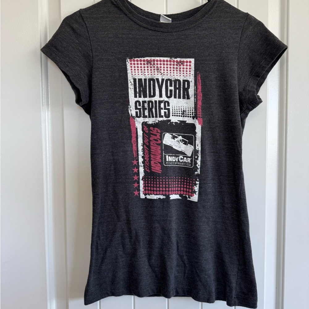 IndyCar Series Graphic Tee Juniors Medium Gray Red Motorsport Racing Shirt